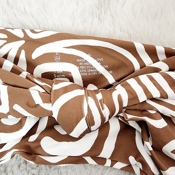 NEW Stone Fox Swim Lele Knotted Strapless Bikini Bandeau Swim Top Rawhide Swirl - Picture 4 of 8